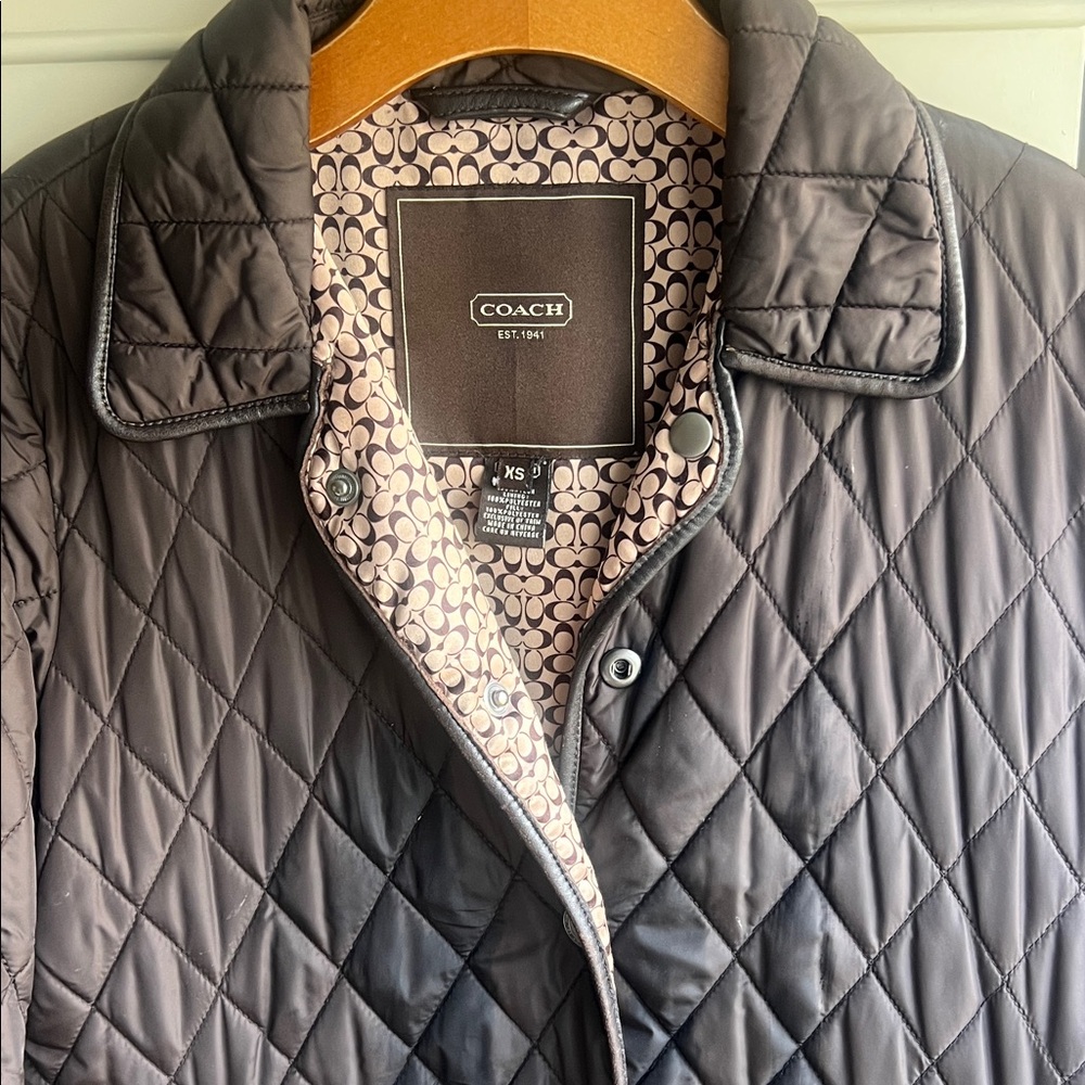 Coach Chocolate Brown Quilted Jacket with Coach logo Lining